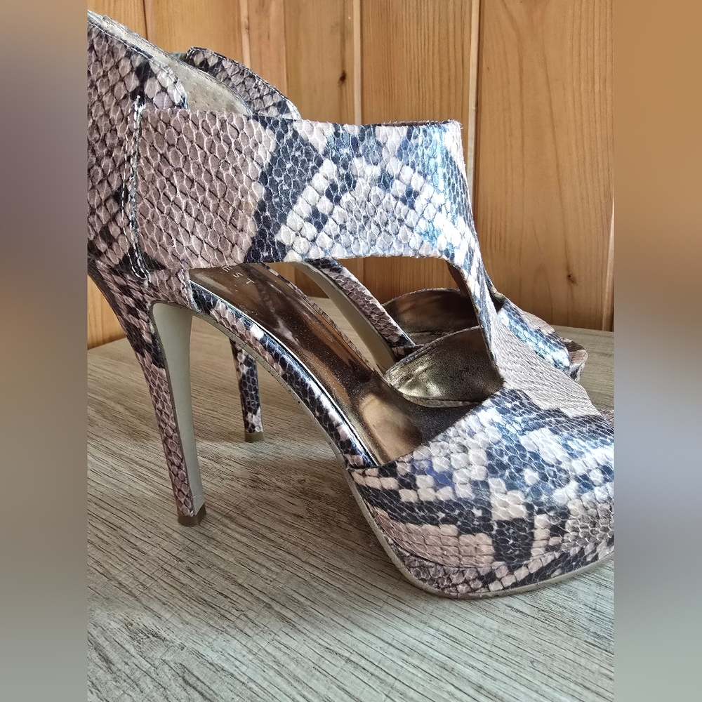 Nine West Snakeskin Pattern Heels Sexy Businees Office Cocktail Size 8.5 Baddie - Picture 5 of 10